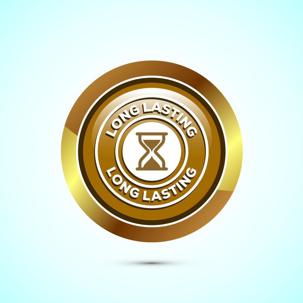 Long lasting icon design illustration. Durability icon design. Represents durability. Gold Color Round Button Design vector