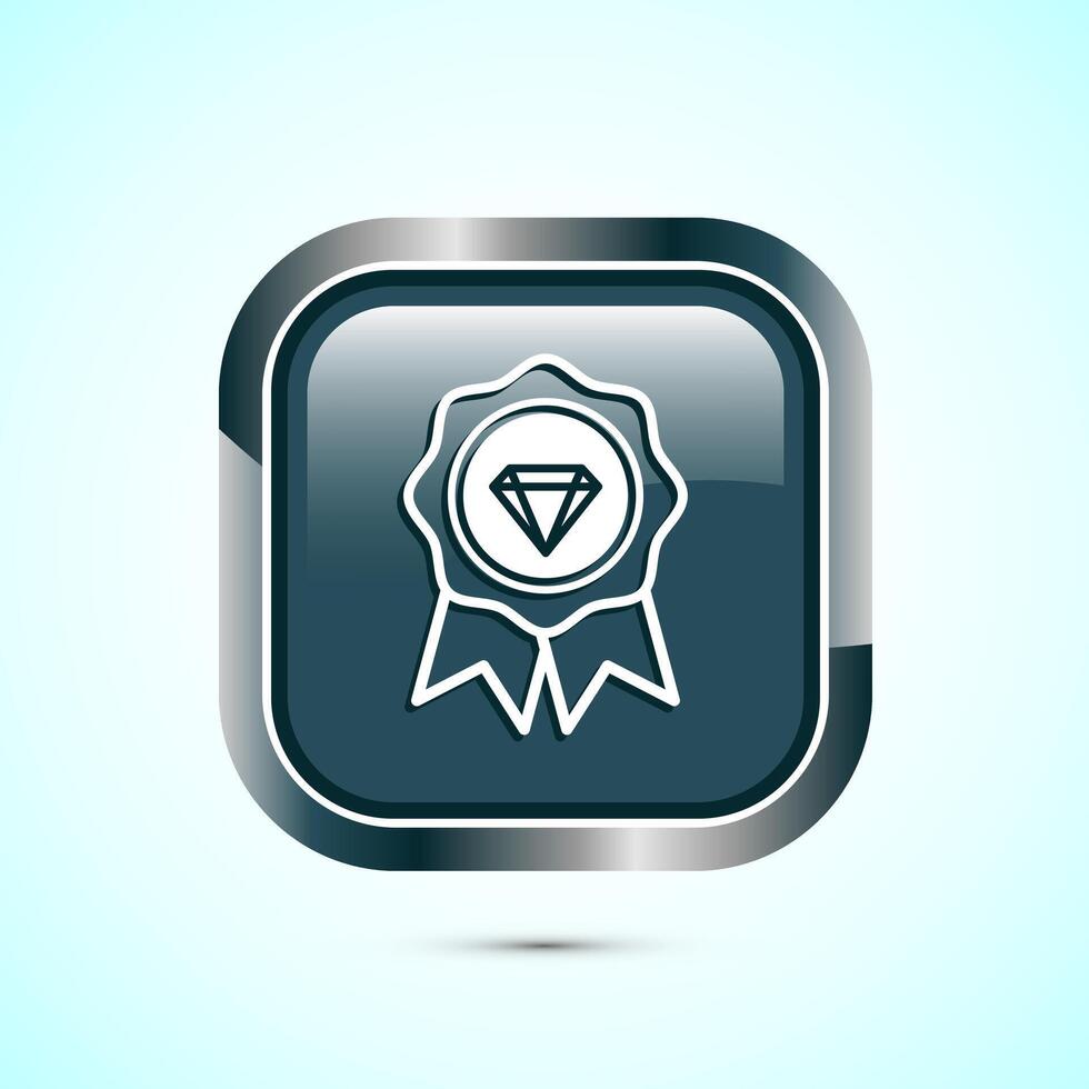 premium quality badge icon design illustration. Gray Color Square Button Design vector