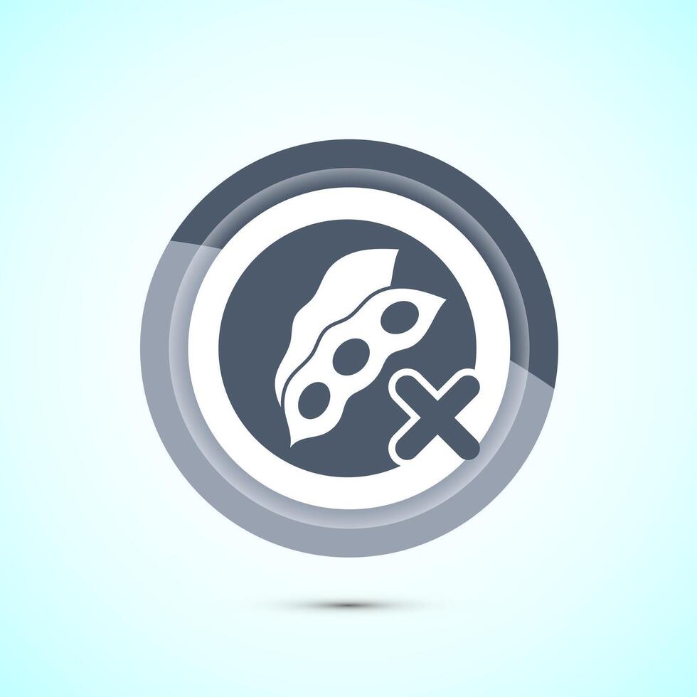 Soy or soya free icon design illustration. Soy allergen free product food sign, Gray Color Button Design vector