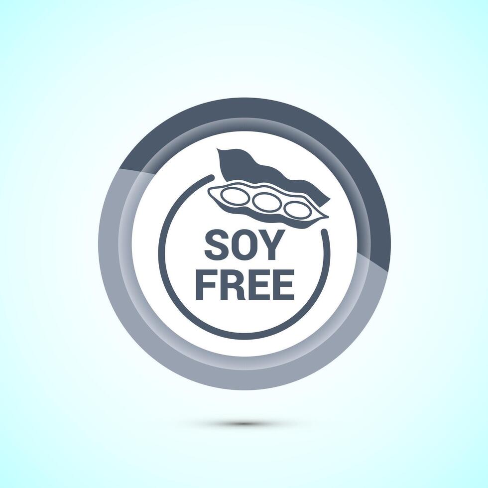 Soy or soya free icon design. Soy allergen free product food sign, Gray Color Button Design vector