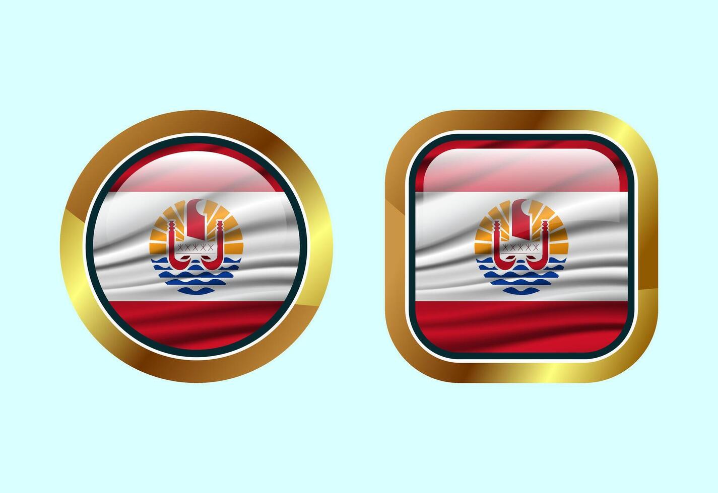 Glossy flag button of French Polynesia, High quality web button design vector