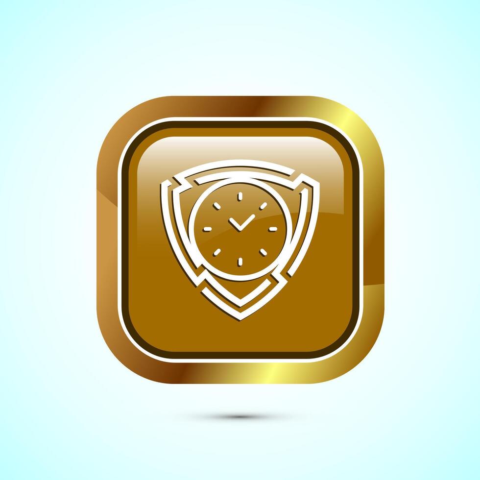 Long lasting icon design illustration. Durability icon design. Represents durability. Gold Color Square Button Design vector