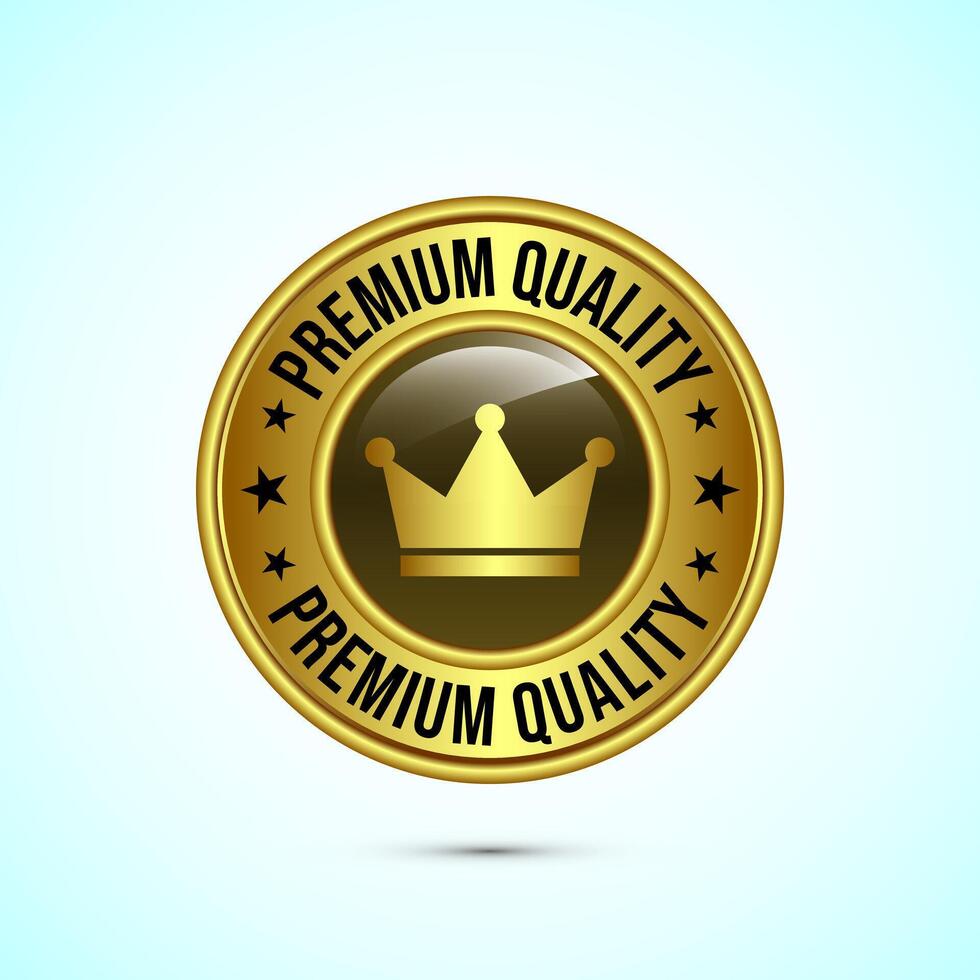 premium quality badge icon design illustration. Gold Color Button Design vector