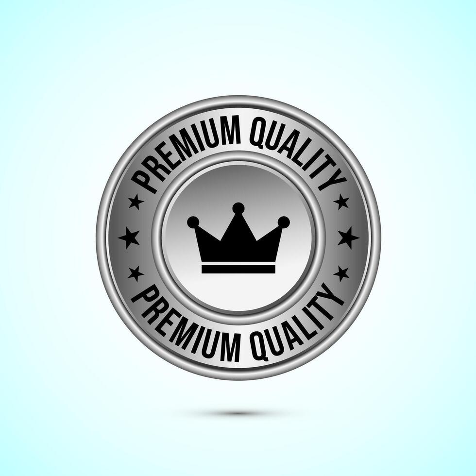 premium quality badge icon design illustration. Silver Color Button Design vector