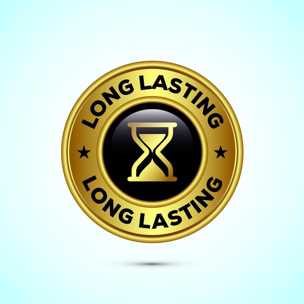 Long lasting icon design illustration. Durability icon design. Represents durability. Gold Color Button Design vector