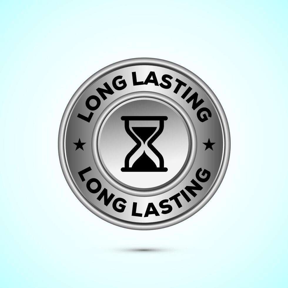 Long lasting icon design illustration. Durability icon design. Represents durability. silve Color Button Design vector