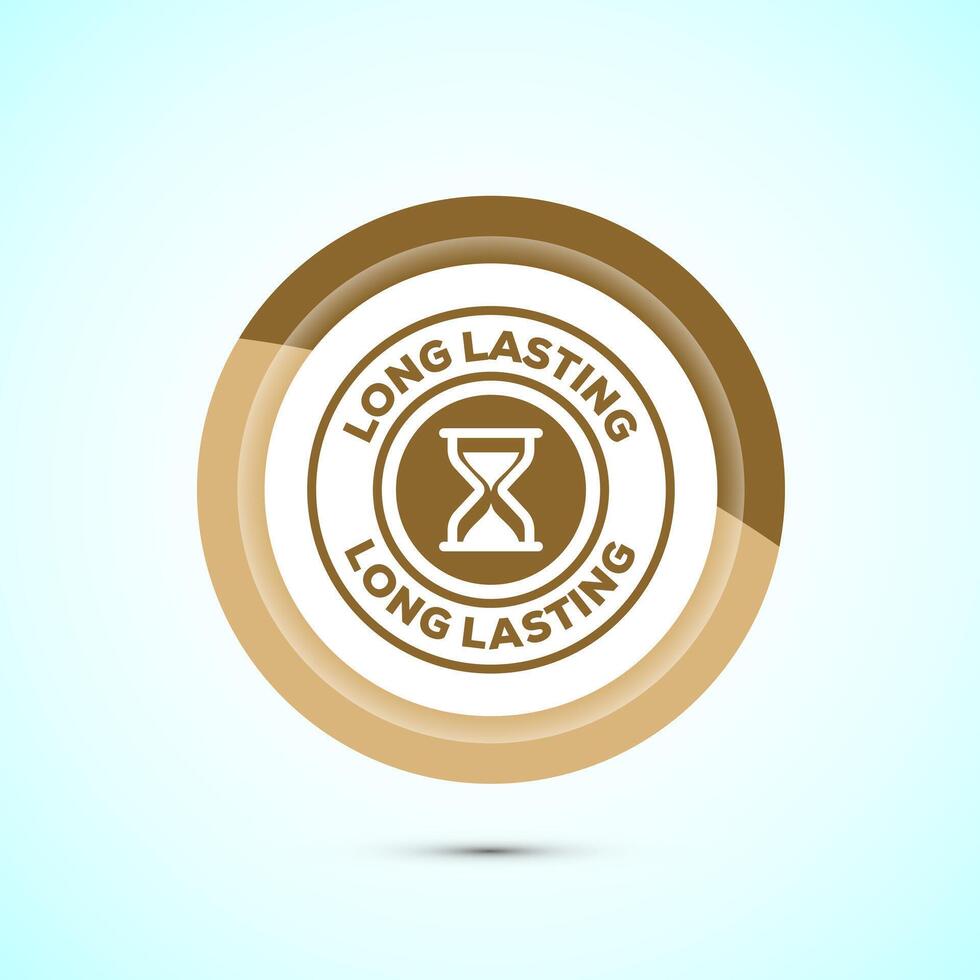 Long lasting icon design illustration. Durability icon design. Represents durability. Gold Color Button Design vector