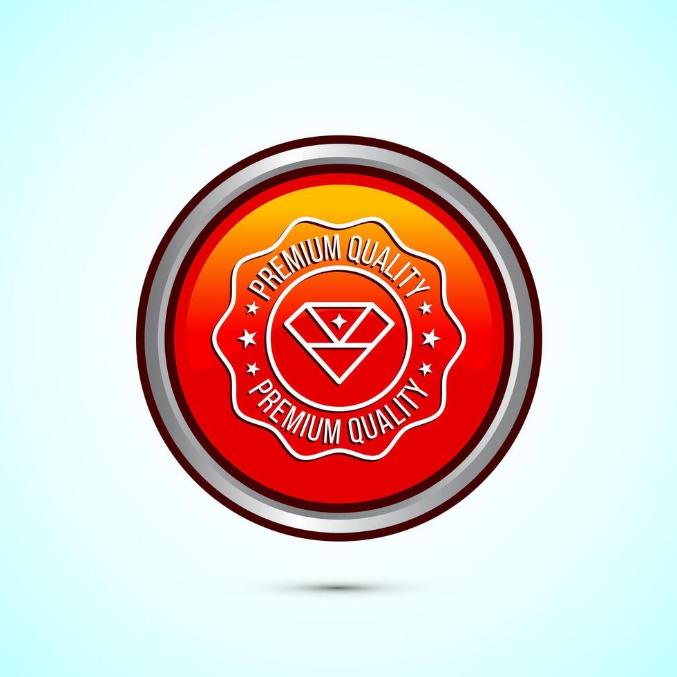 premium quality badge icon design illustration. Orange Color Round Button Design vector