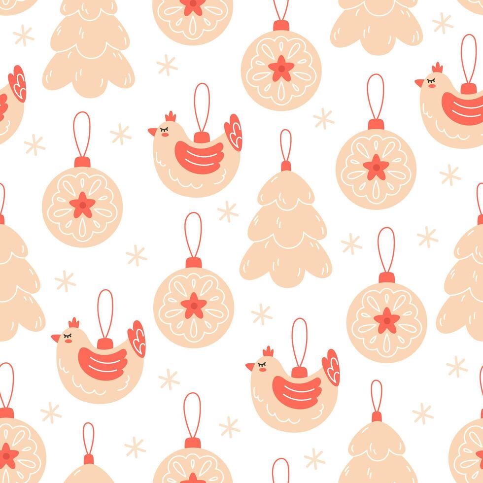 Seamless Pattern with Christmas Glass Ornaments vector