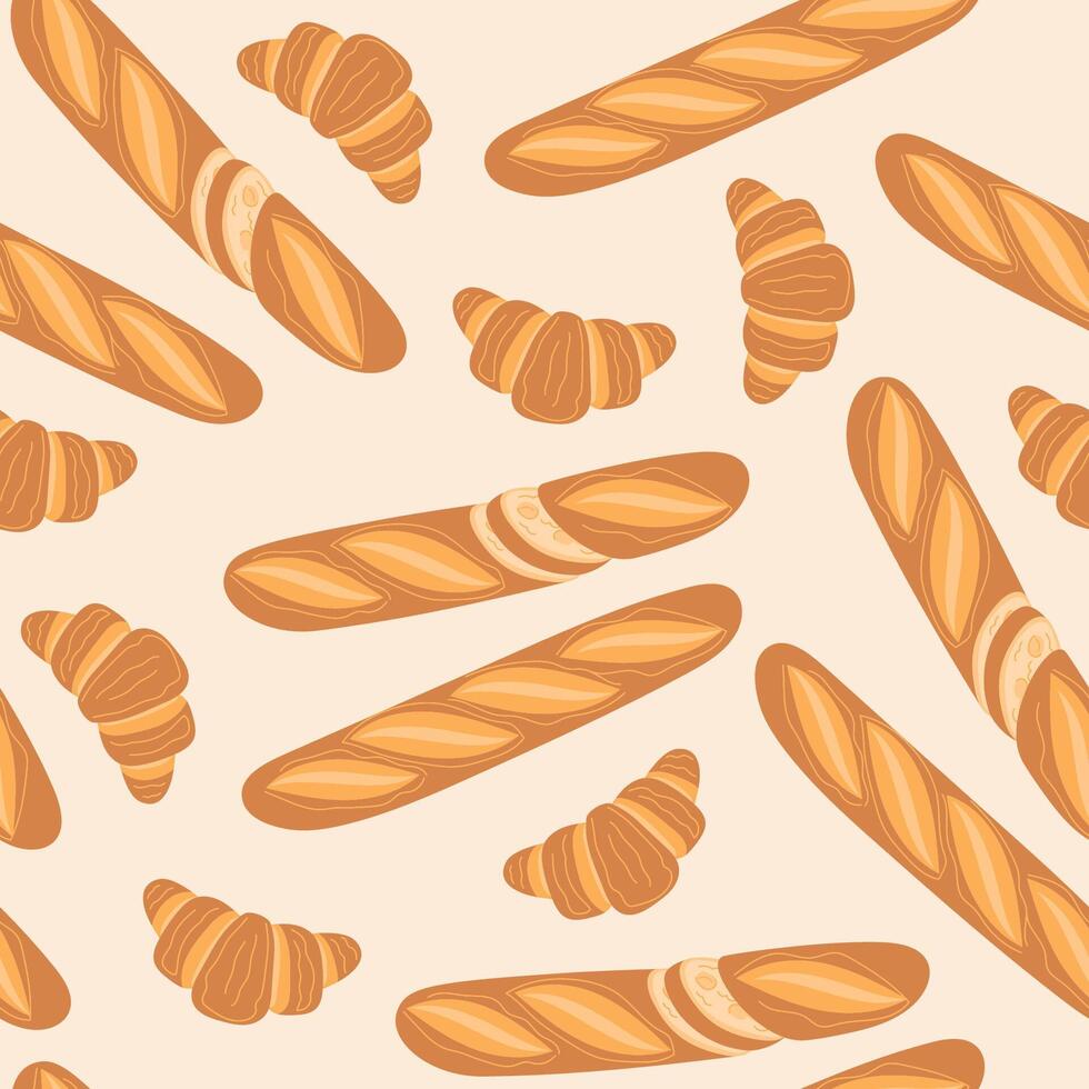 Elegant Seamless Pattern with French Bakery Delights vector