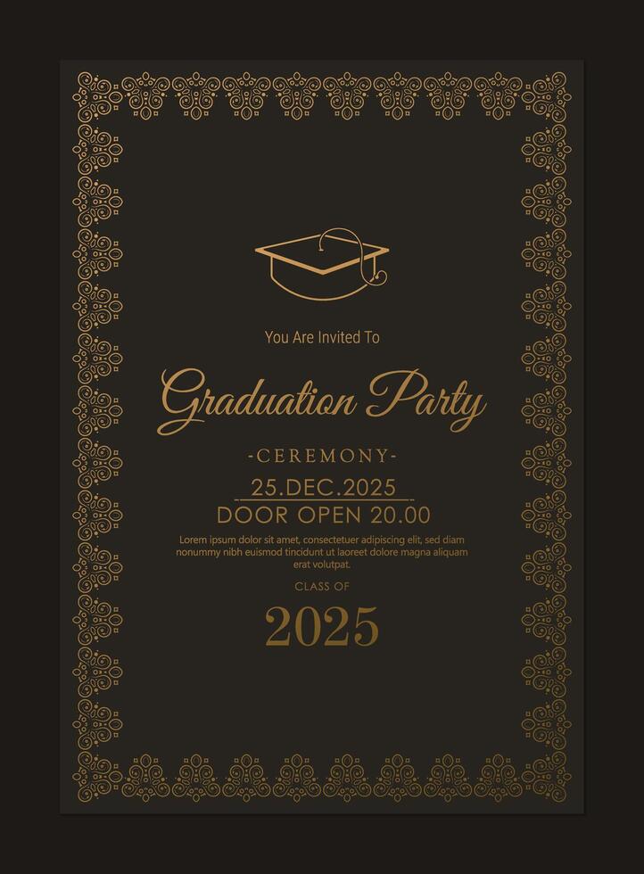 Elegant dark graduation invitation template vector