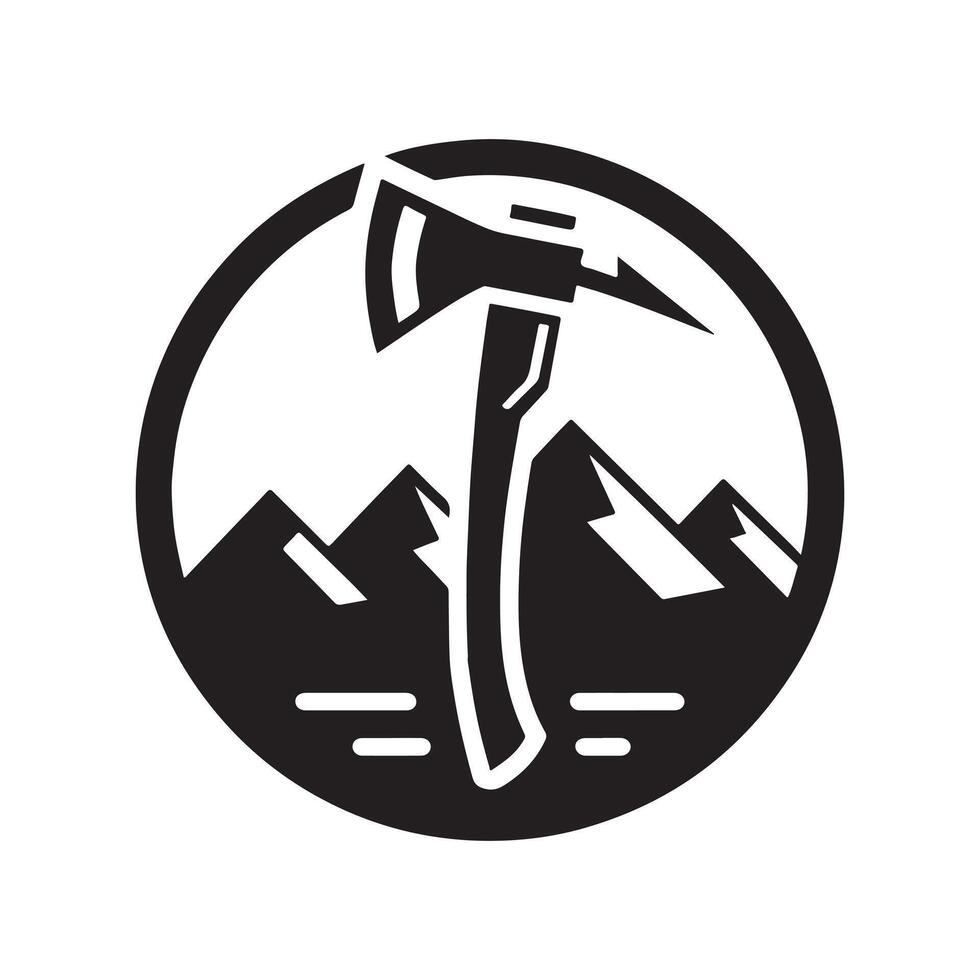 Silhouette of a hiking axe vector