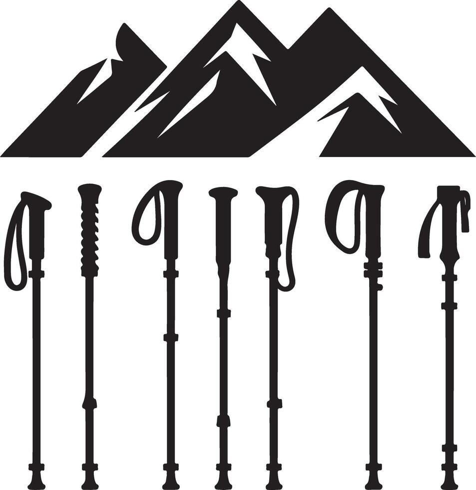 Hiking poles set vector