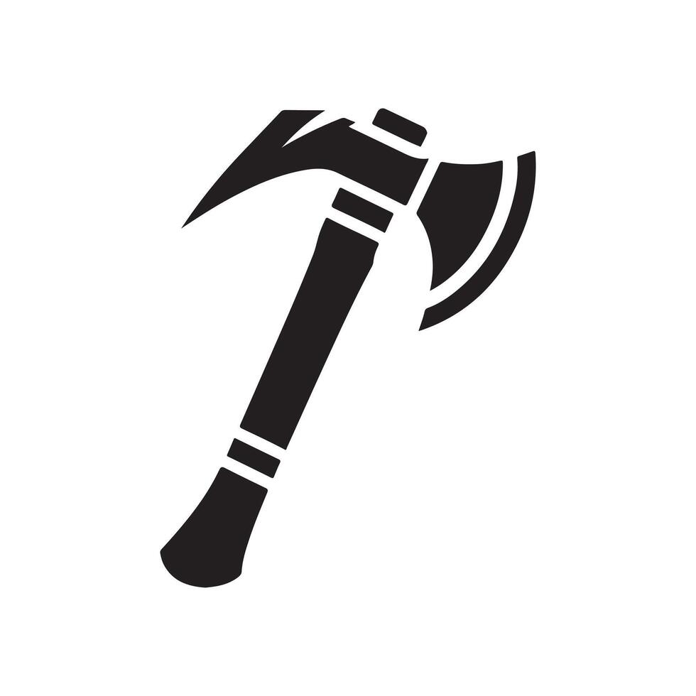 Silhouette of a hiking axe in white background. vector