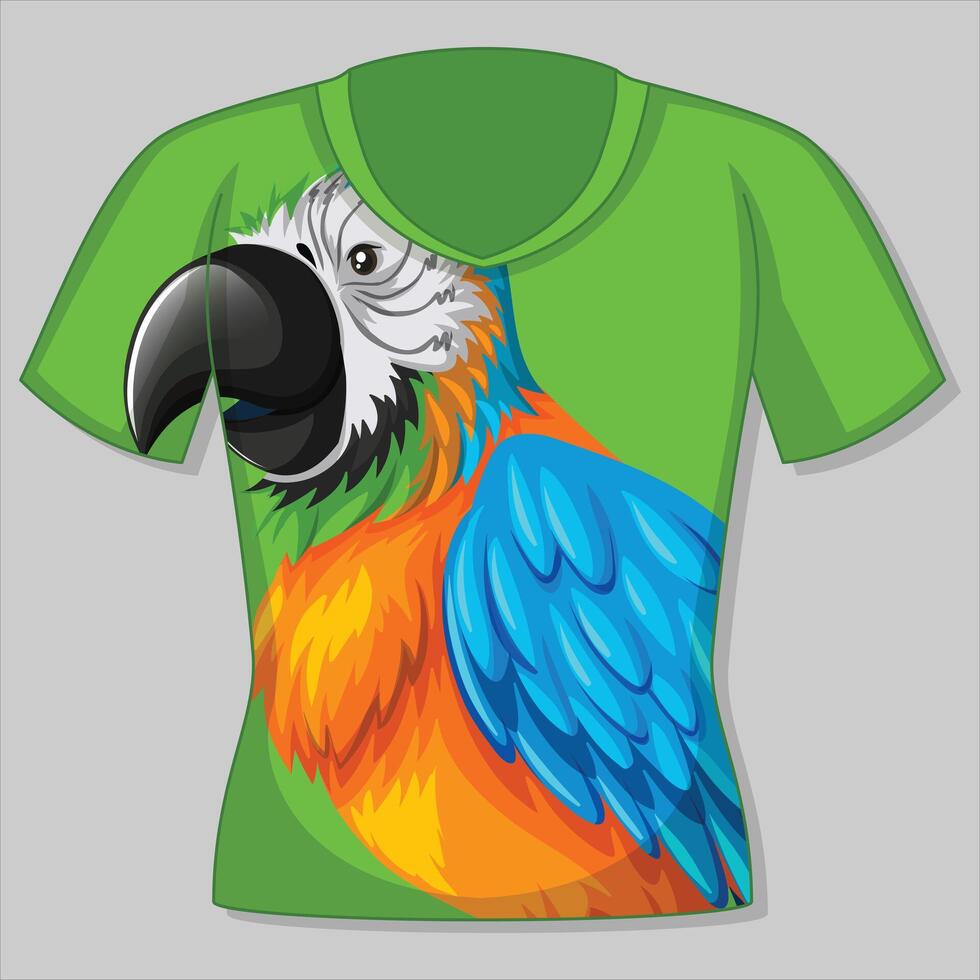 Various styles of tops featuring parrot bird patterns vector