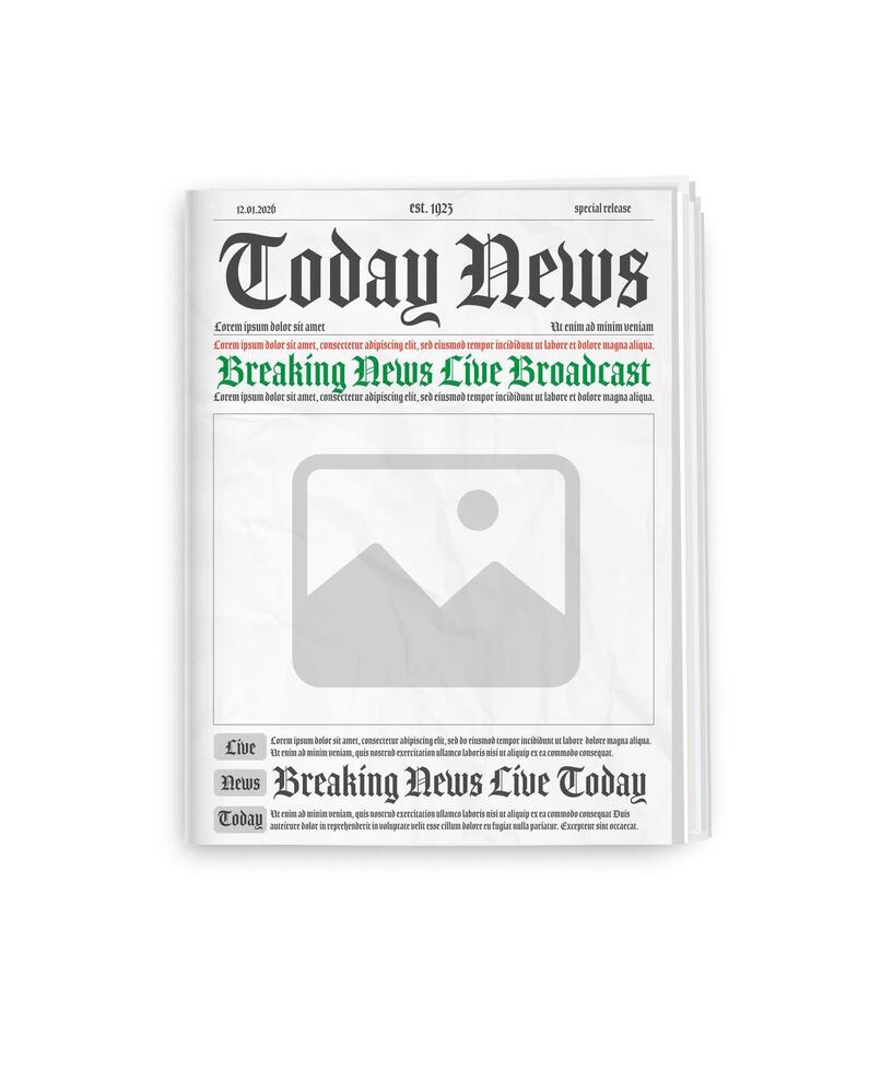 Newspaper layout. Breaking world news tabloid on newspaper. vector