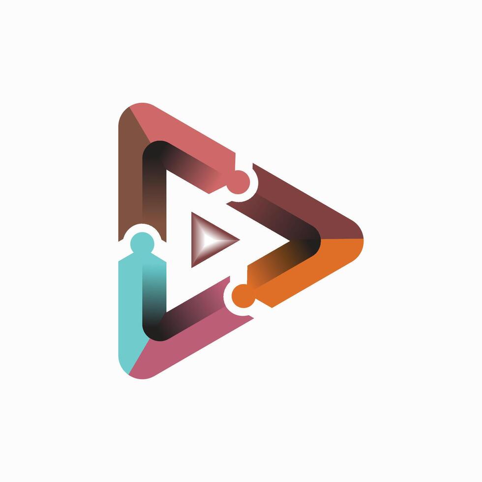 Logo Play Button with a unique and dynamic puzzle concept vector