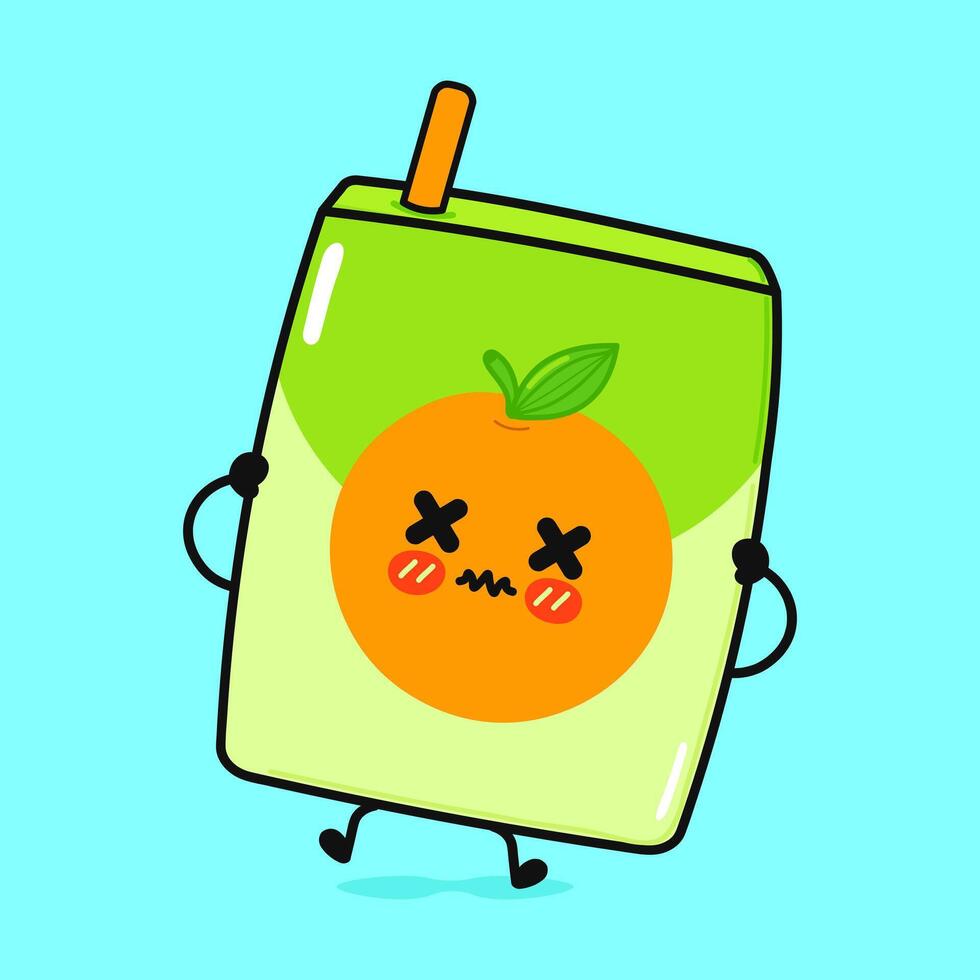 A cartoon orange juice drink with a face and a straw vector