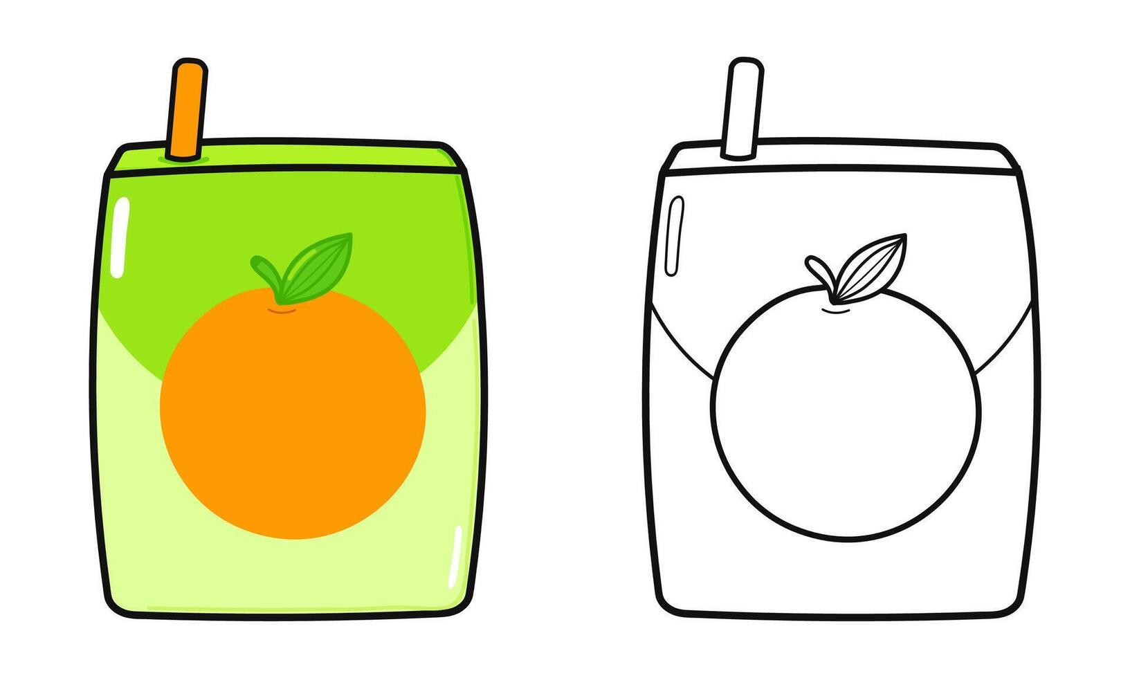 Orange juice and juice in glass with straw illustration vector