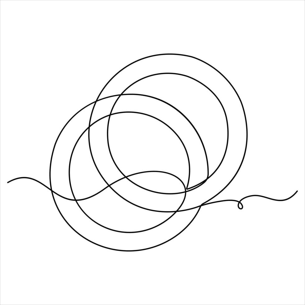 Continuous single line drawing of wedding rings romantic elegance concept and symbol love marriage invitation outline design illustration vector