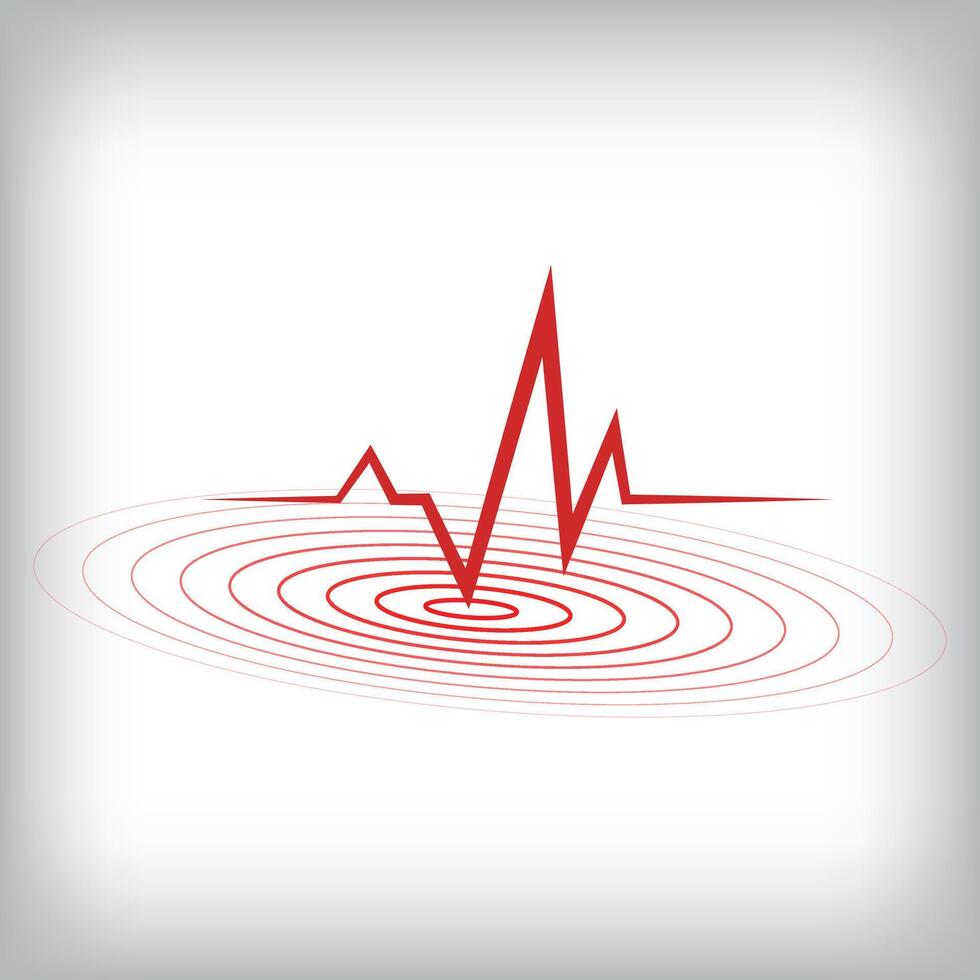 Horizontal earthquake line and radial lines. vector
