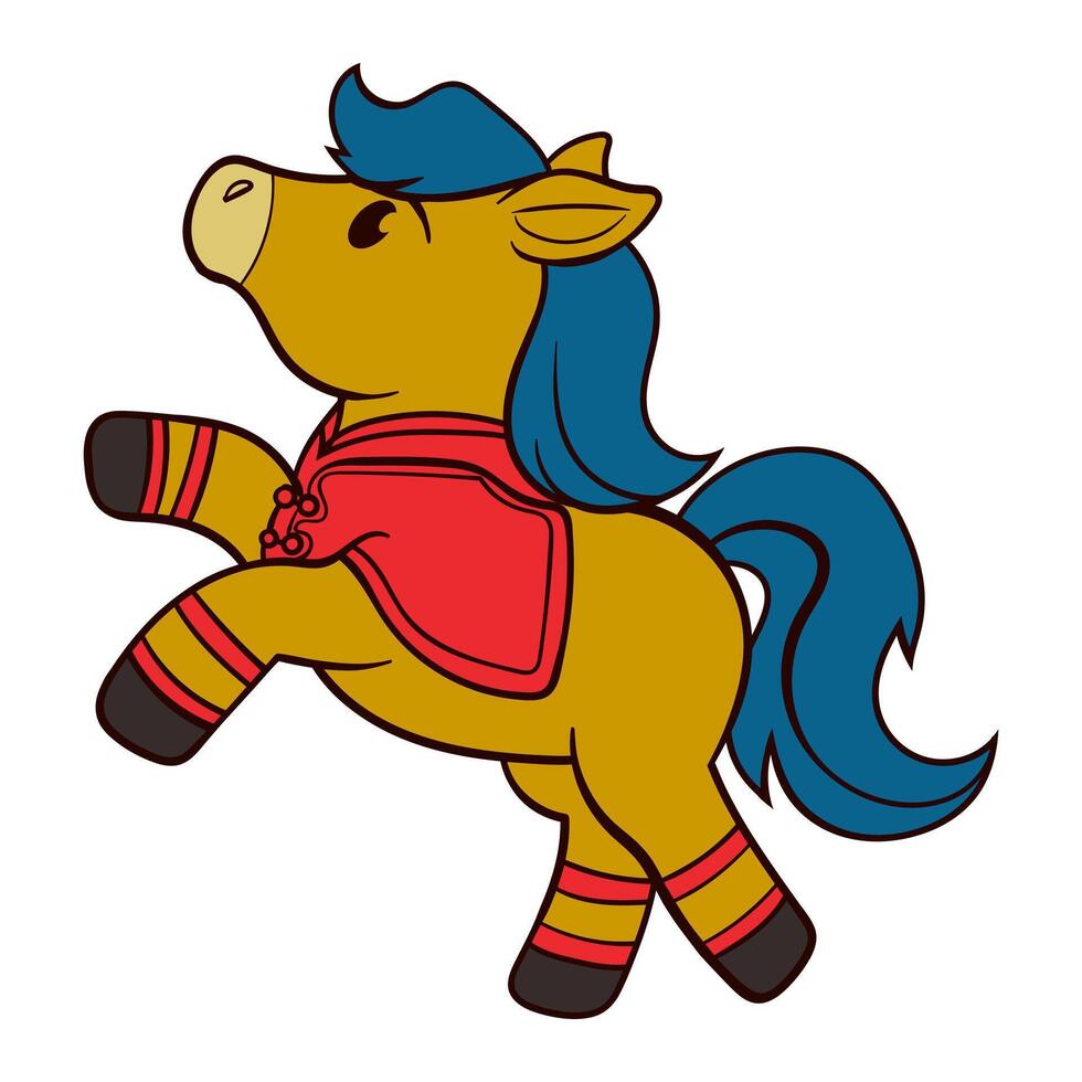 A Playful Horse Joyfully Galloping in a Colorful Outfit vector