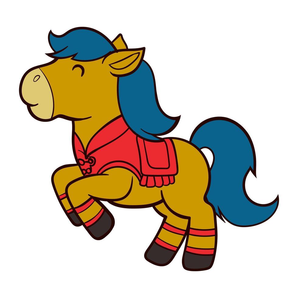 A Happy Horse Leaping Joyfully in Vibrant Attire vector