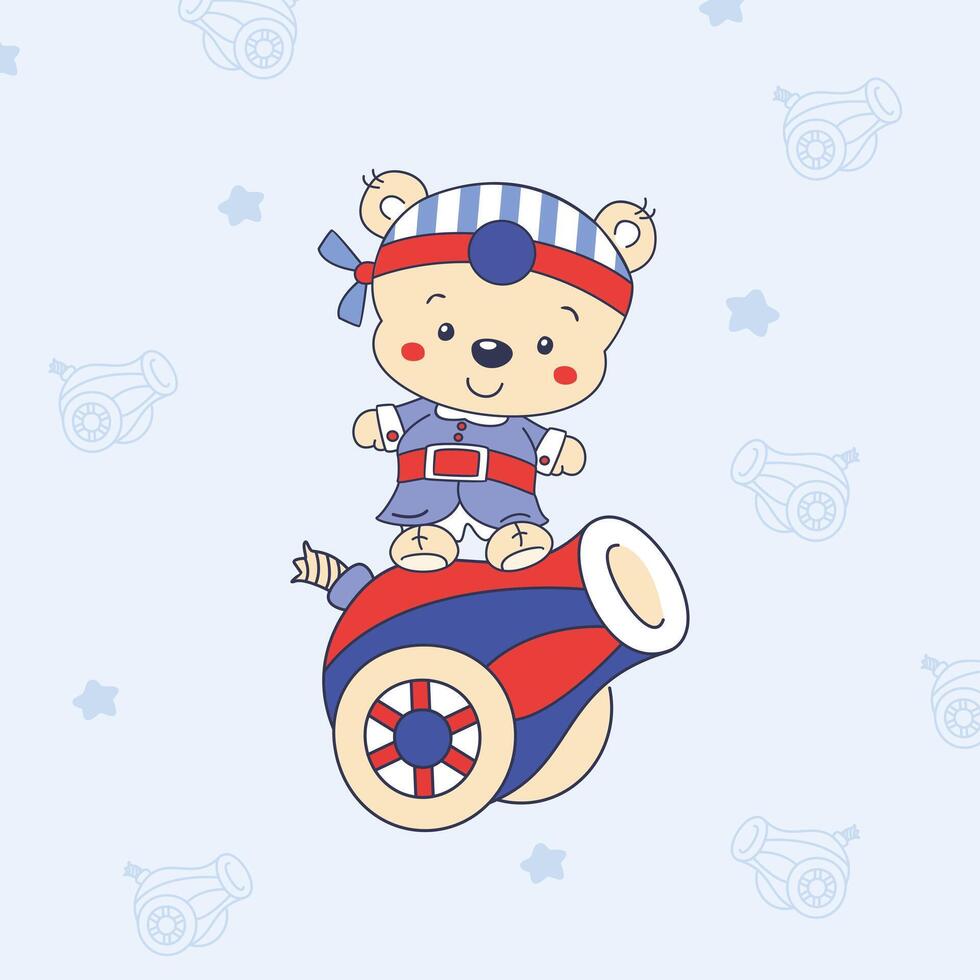 Playful Bear Riding a Cannon vector