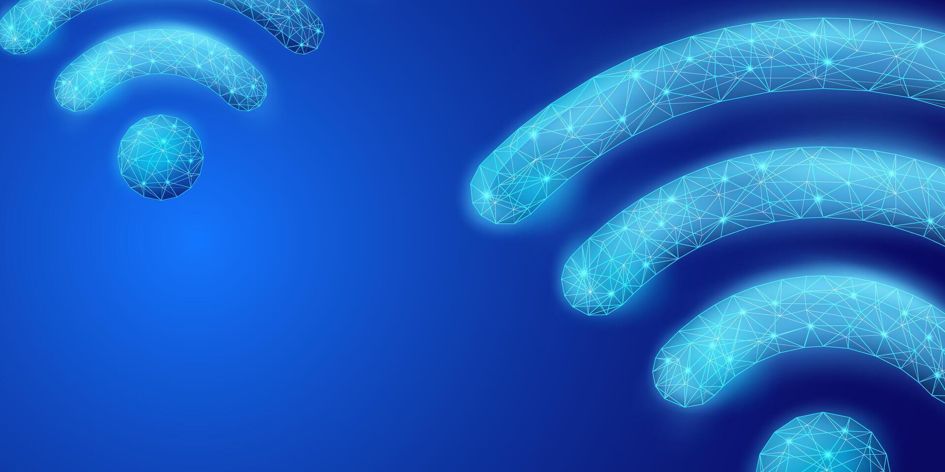 Futuristic wifi signal in dark blue background, wireless internet connection in digital mesh low poly style suitable for presentation background about networks. vector