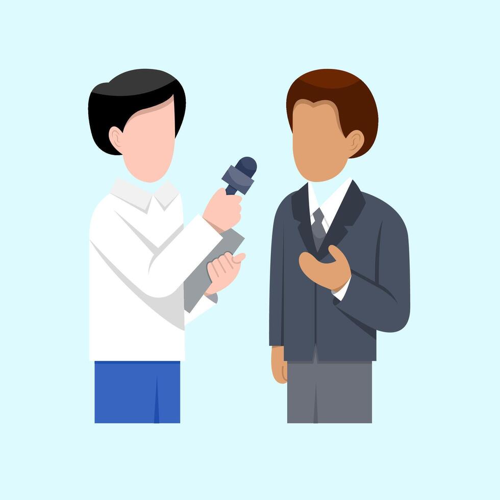Male Reporter Interviewing Flat Illustration vector