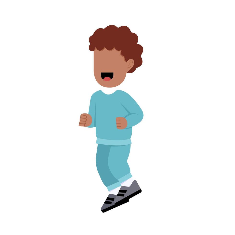 Curly boy jogging vector
