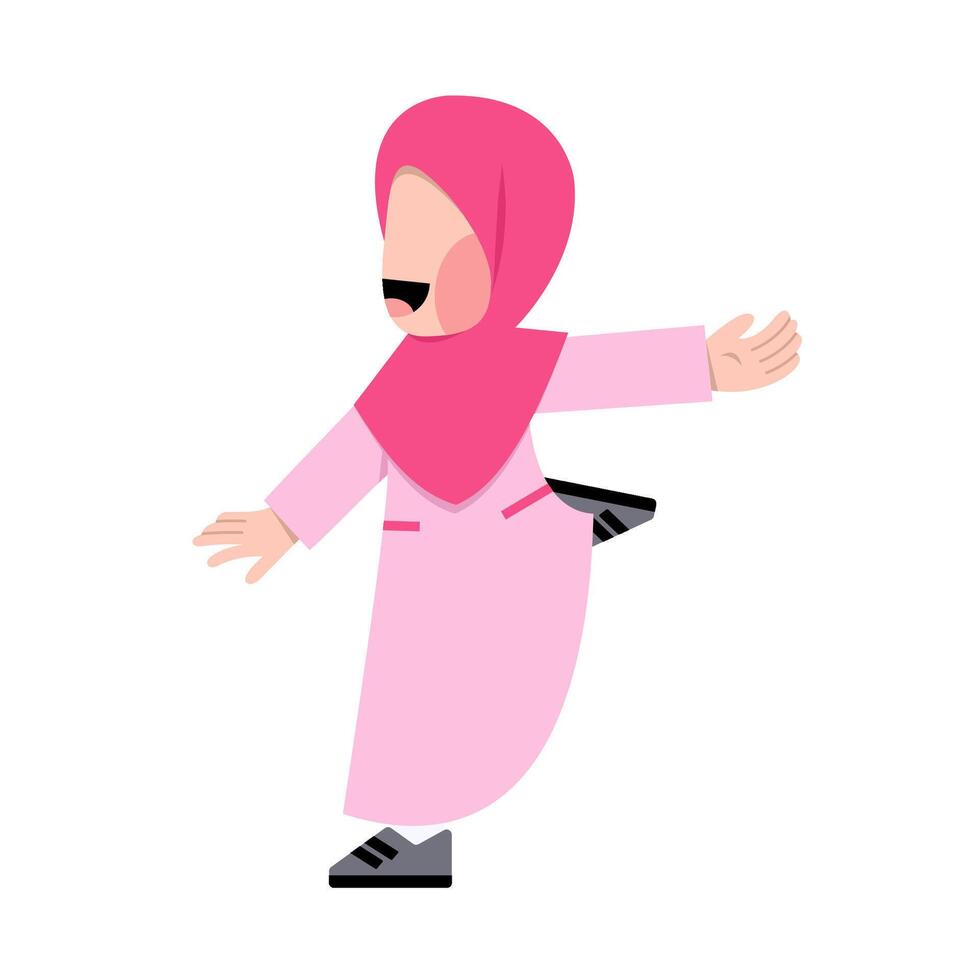 Happy Hijab Girl Running vector