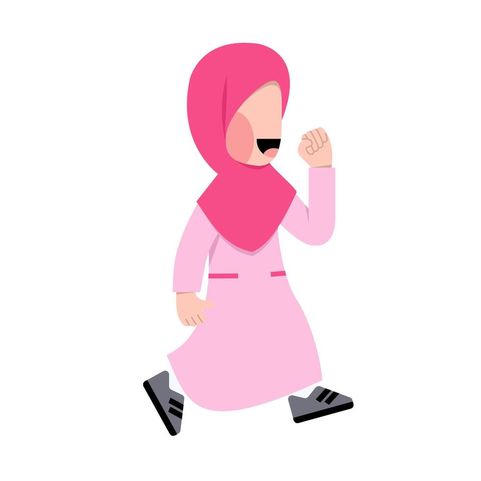 Happy Muslim Girl Running vector