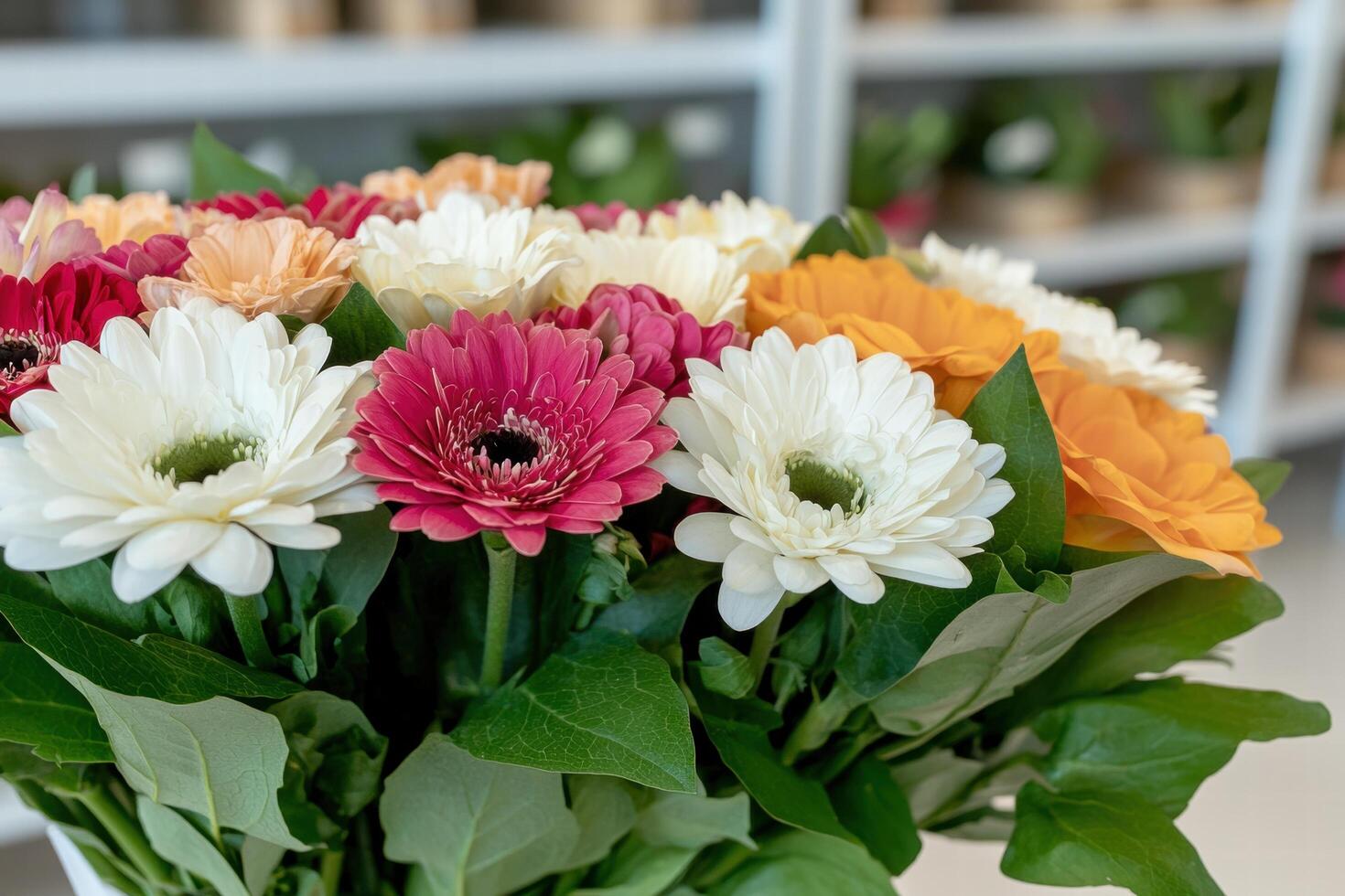 Vibrant bouquet of colorful gerbera daisies photo