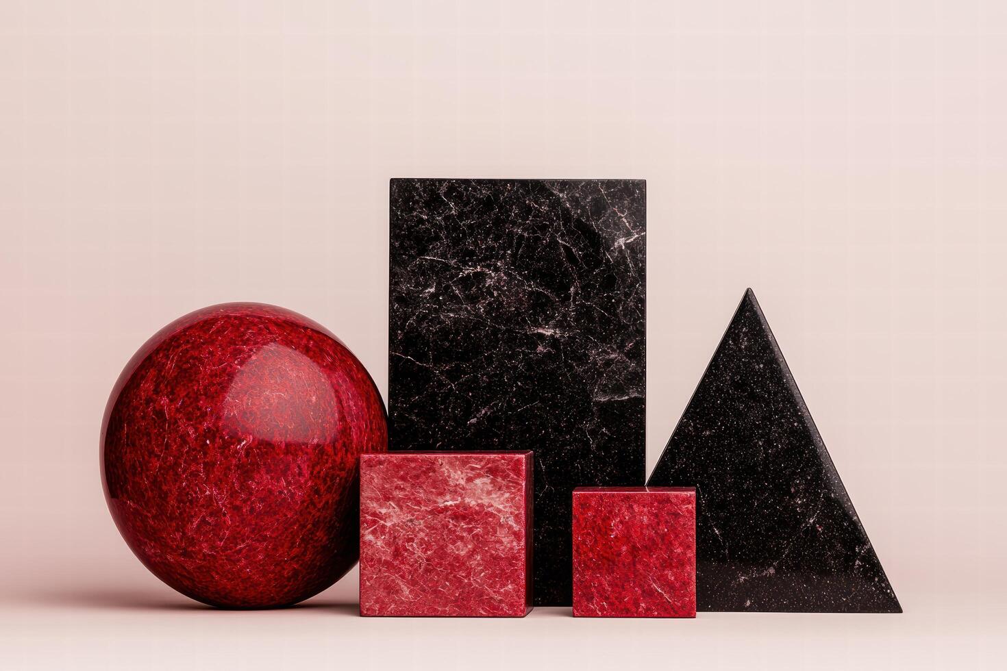 Geometric shapes and textures in red and black photo