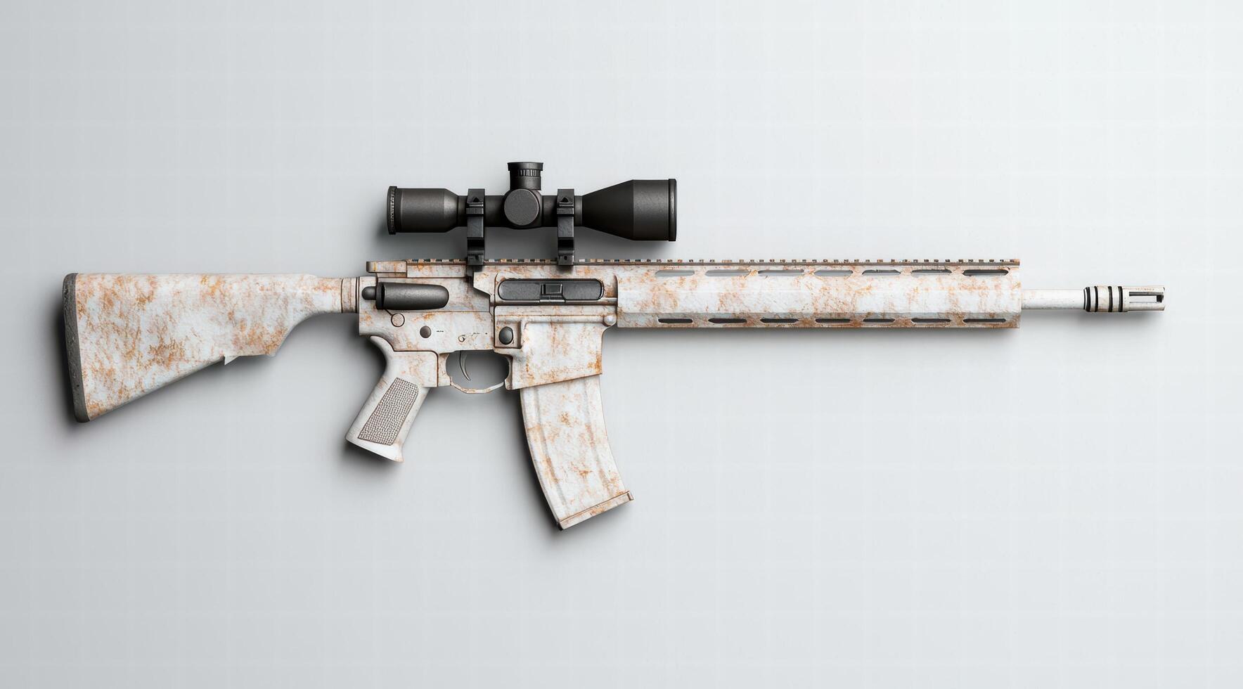 Customized assault rifle with scope photo
