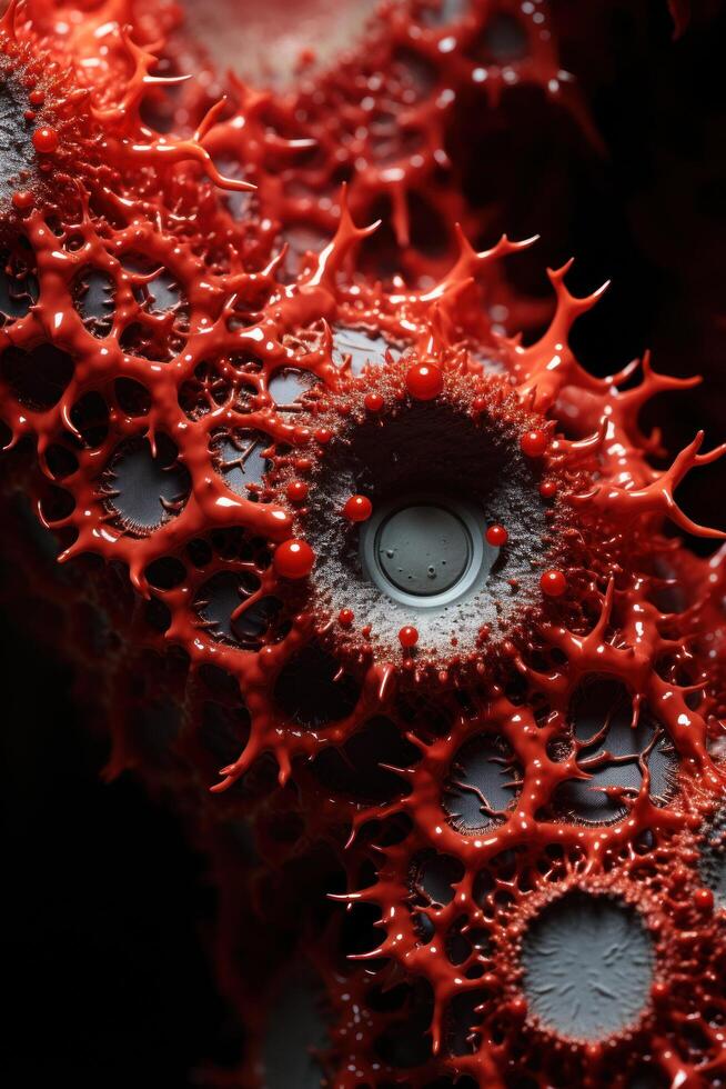 Vibrant Red Cellular Structure photo