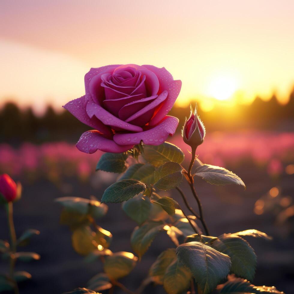Vibrant Rose at Sunset photo