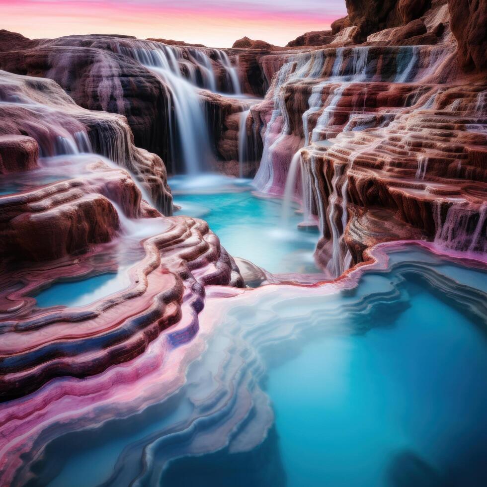 Breathtaking Waterfall Oasis in Vibrant Hues photo