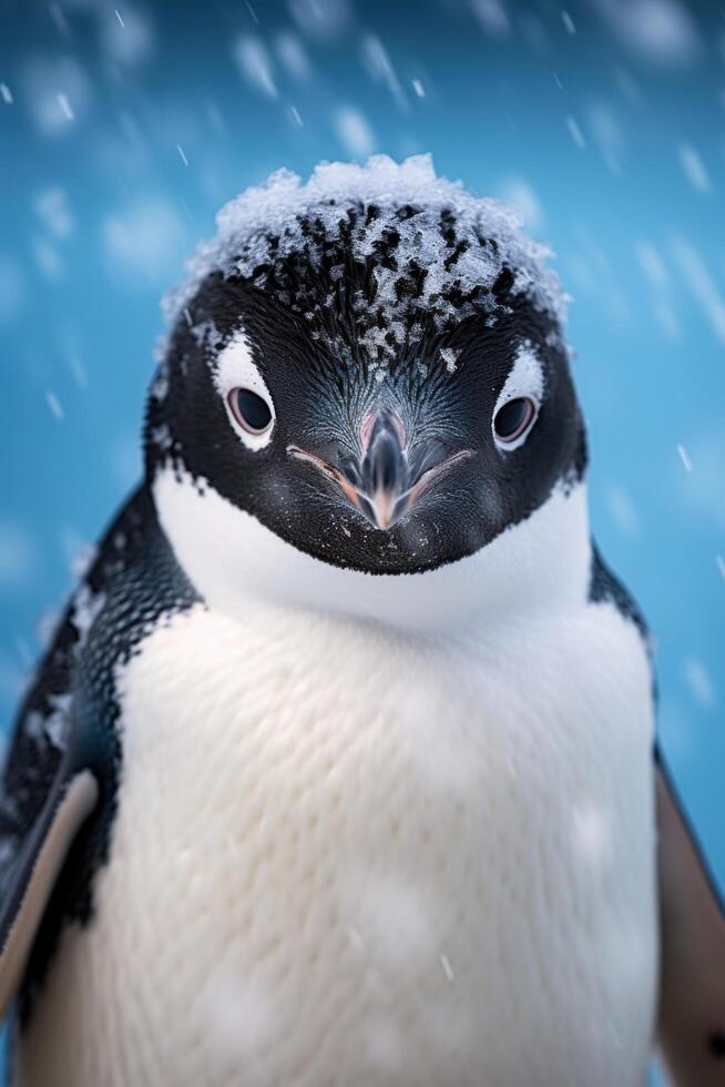 Curious Penguin in Snowy Landscape photo