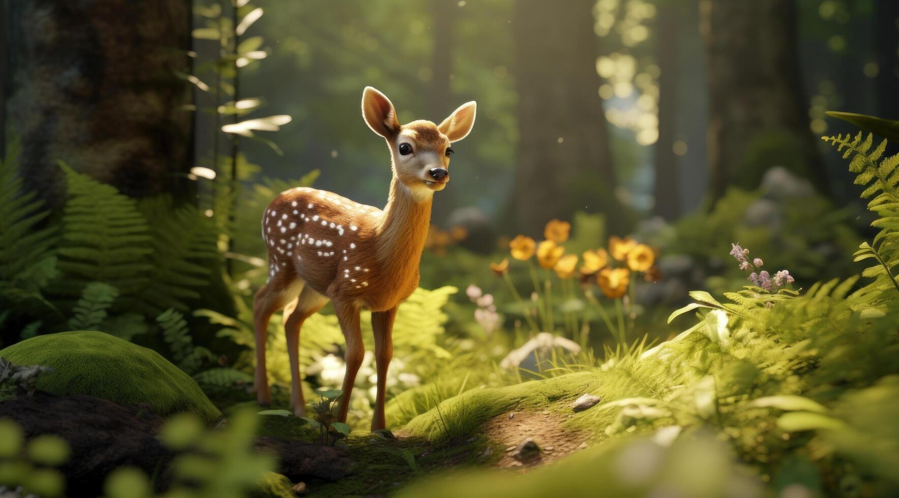 Adorable Deer in Enchanted Forest photo