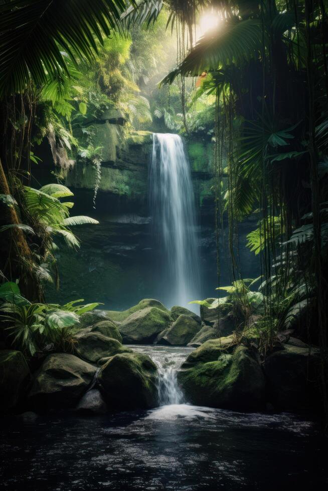 Lush Tropical Waterfall Oasis photo
