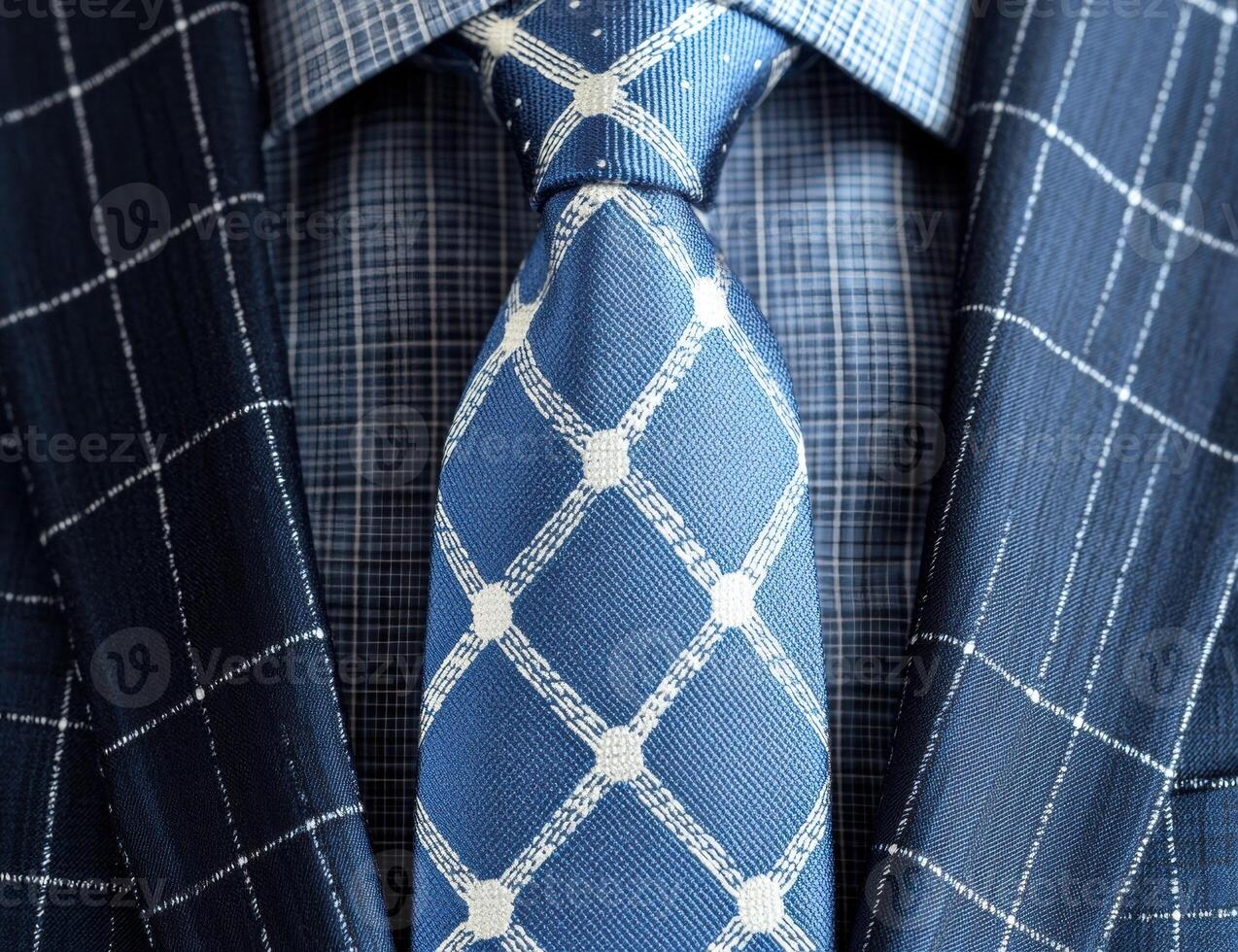Close up of a stylish patterned necktie photo