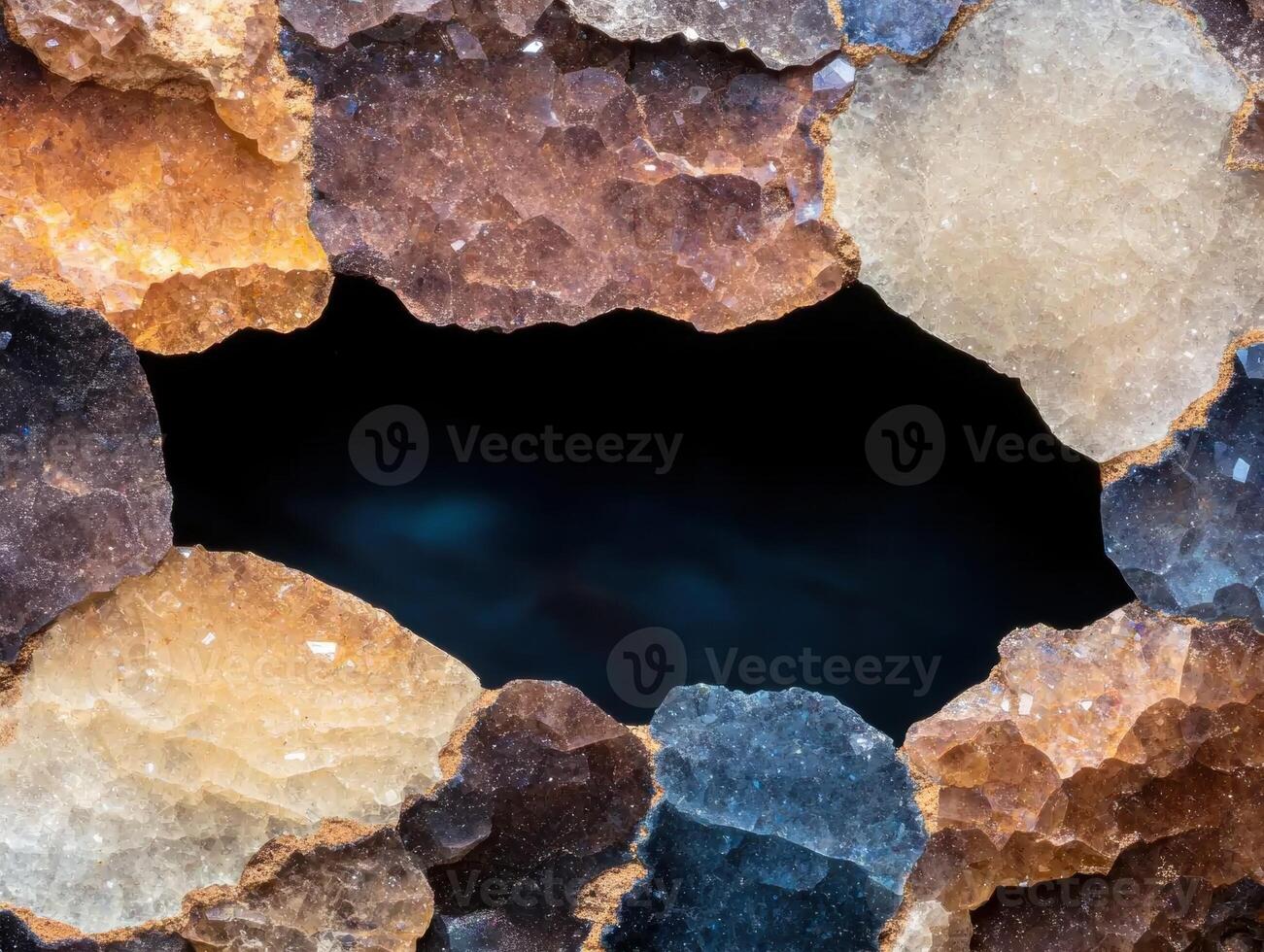 Vibrant mineral crystals and geode formation photo