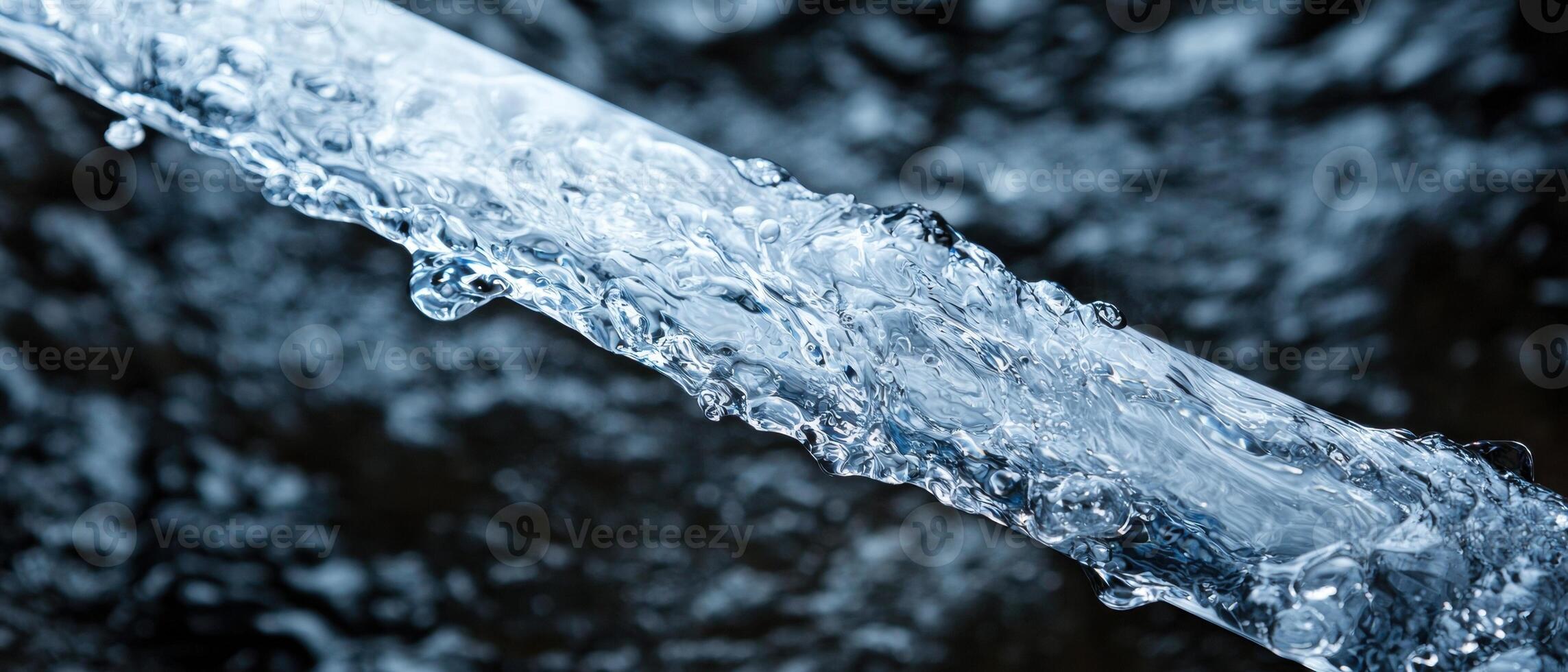 flowing water with splashing droplets photo