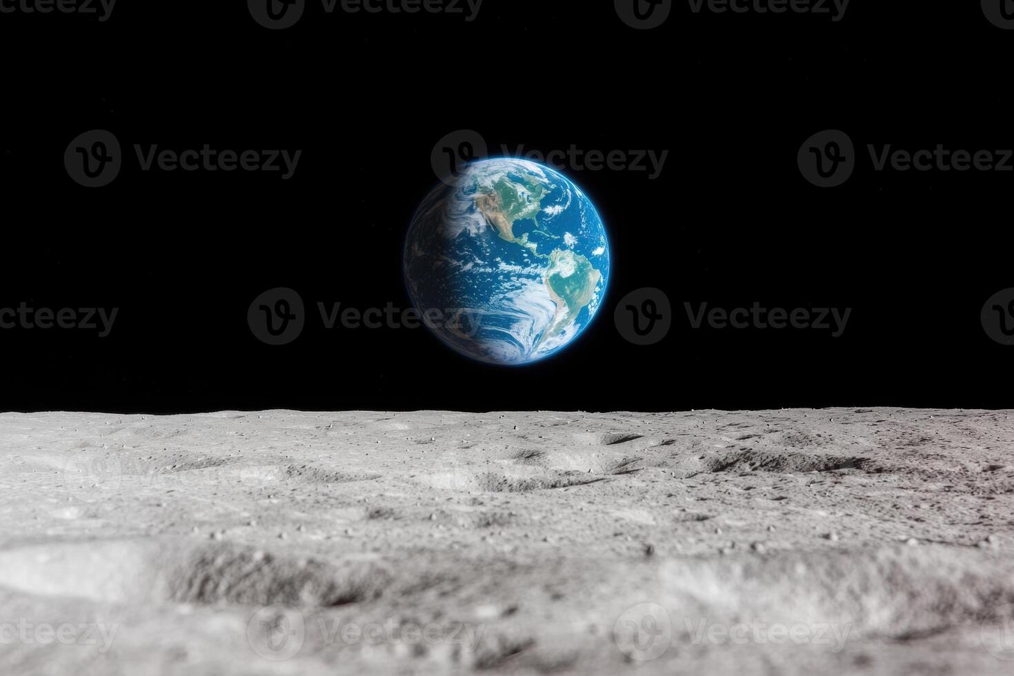 earth from the moons surface photo