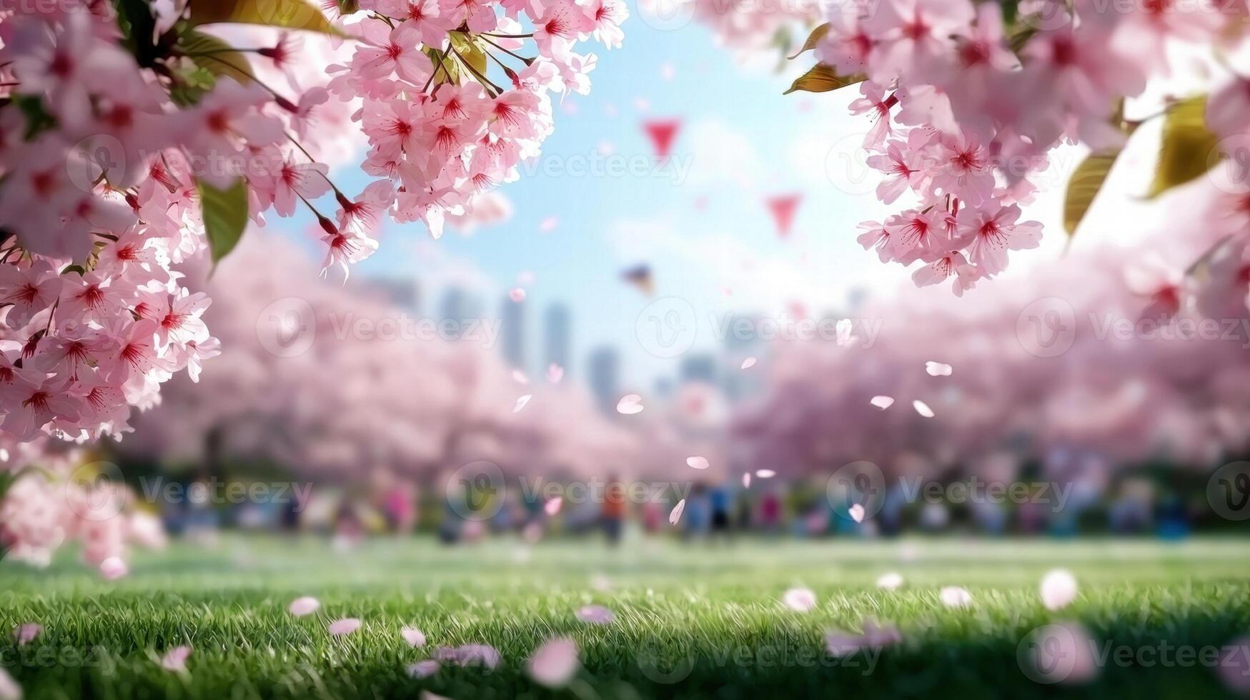 beautiful spring cherry blossom scene photo