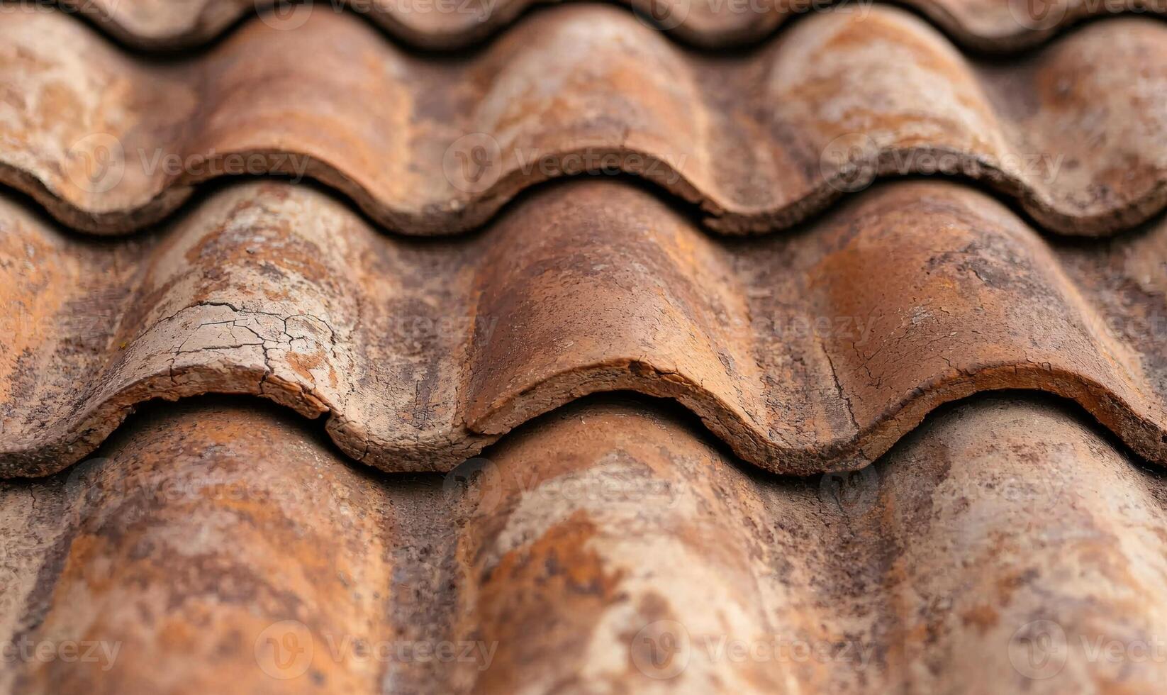 Weathered terracotta roof tiles photo