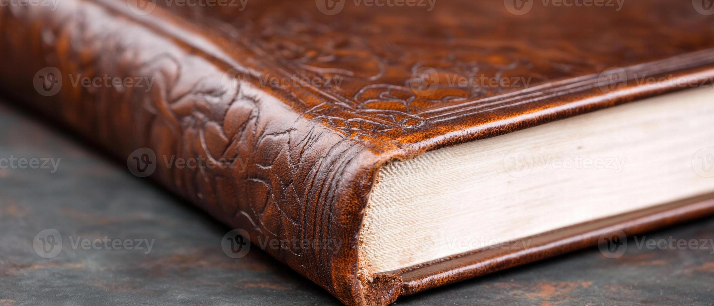 Close up of an ornate leather bound book photo