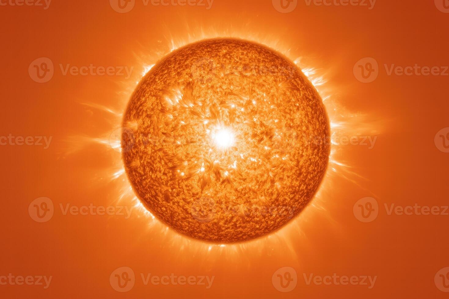 Fiery sun in orange sky photo